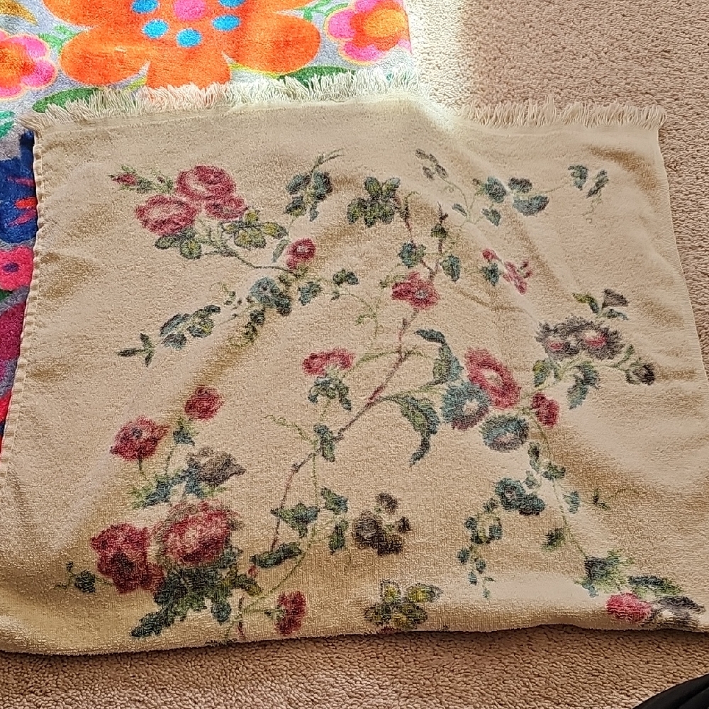 Vintage Martex Floral Bath Towel